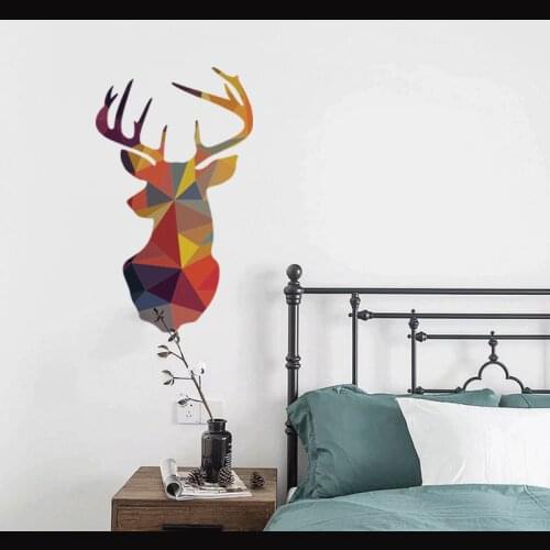 Creative Geometry Deer Wall Stickers Animal Bedroom Decor Wallpaper Art Home Decals Living Room Mural Poster