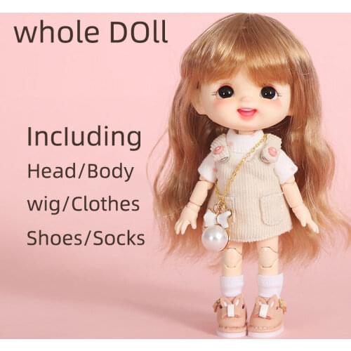 Cute customized 1/8BJD doll head Fashion makeup ob11 doll 1/12 bjd whole doll including baby head+body+wig+clothes+shoes