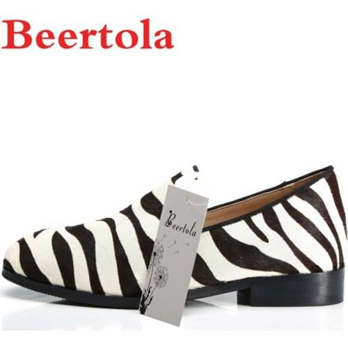 Horsehair Mens Sneakers Slip On Loafers Men Zebra Pattern Round Toe Casual Shoes Male Low Top Flats Shoes Masculine Chaussures