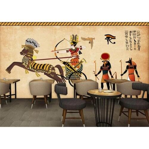 3d Cubic European Retro Art Egyptian Theme Bar Cafe Restaurant Large Wallpaper Wallpaper Living Room Wallpaper