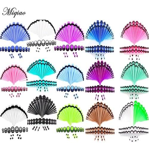 Miqiao 1 Set Piercing Accessories Acrylic Ear Expander Set 36pcs/lot Ear Expander Hot Style 14G-00G