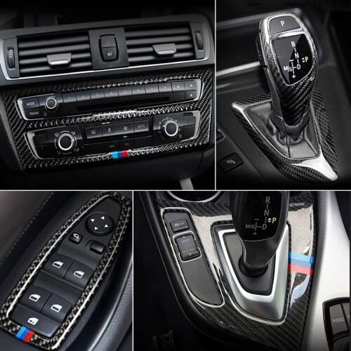 Carbon Fiber For BMW 1 2 Series F20 F21 F22 F23 Interior Gearshift Air Conditioning CD Panel Door Armrest Cover Trim Car Sticker