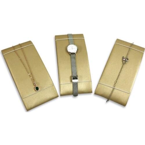 High-quality gold PU leather jewelry ring earring window counter display set necklace prop bracket