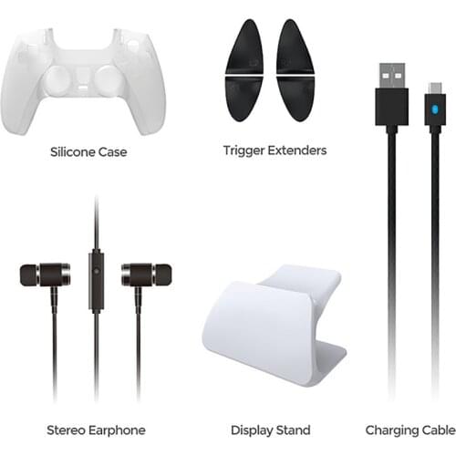 8 in 1 Gaming Handle Protective Case for PS5 Trigger Sleeve Headphones Display Stand Charging Cable for PS5 Wireless Controller