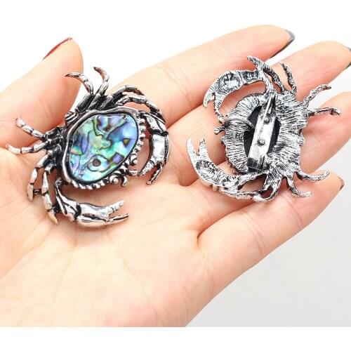 Womens Brooch Natural Shell Crab-Shaped For Jewelry Making DIY Necklace Pendant Clothes Shirts Accessory
