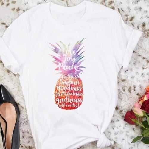 Women Cartoon Beach Pineapple Holiday Short Sleeve Summer Sweet Tshirts Fashion Clothes Stylish T Top Lady Print Tee T-Shirt