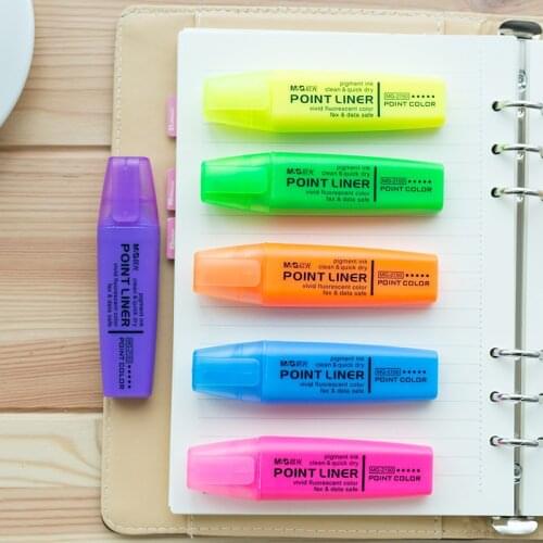 1pcs Point Liner Highlighter Fluorescent Color Marker Pen Quick Dry for Writing Drawing Office Paper Fax School Supplies F632