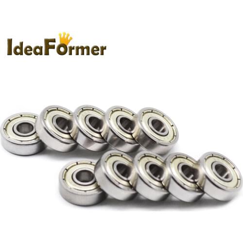 10Pcs/lot Ball Bearing 603ZZ 606ZZ 608ZZ 685ZZ 688ZZ 623ZZ 624ZZ 625ZZ 626ZZ Deep Groove Flanged Pulley Wheel 3D Printers Parts