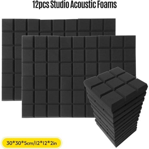 12pcs 12*12*2inch Studio Acoustic Foams Panels Sound Insulation Foam for Studio KTV Broadcast Family Theater