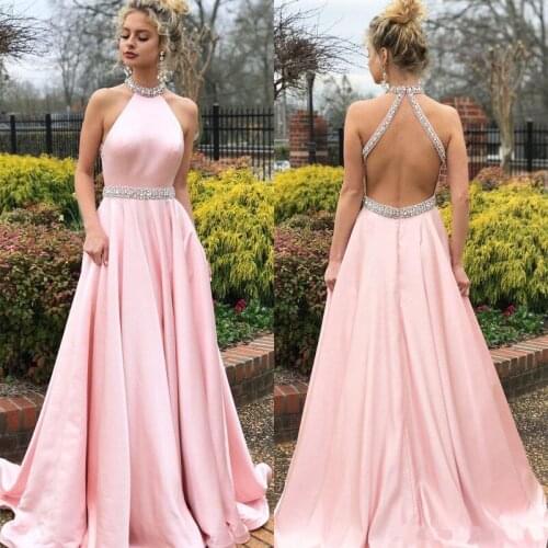 2020 New evening Dress Sleeveless NeckEd Dress Long Skirt Banquet Dress