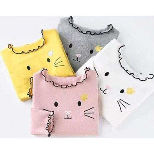 2019 Girl Sweater Cardigan Kids Sweatershirts Children Clothing Winter Autumn Sweater Tshirt Long Cartoon Cat