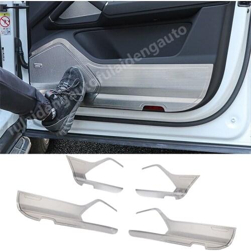 4pcs For Porsche Cayenne 2018-2021 Silver/Black titanium Door Anti Kick Pad Protective Trim cover Car Accessories