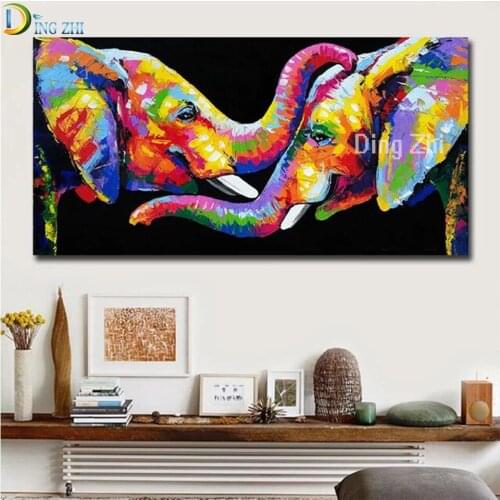 5D Diamond Painting Abstract Rainbow Elephant Diamond Embroidery Mosaic Animal Icons Full Square/Round Drill Home Decoration