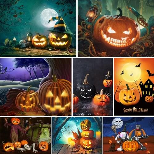 DIY 5D Diamond Painting Halloween Gift Pumpkin Cross Stitch Kit Full Embroidery Mosaic Art Picture of Rhinestones Crafts Sale