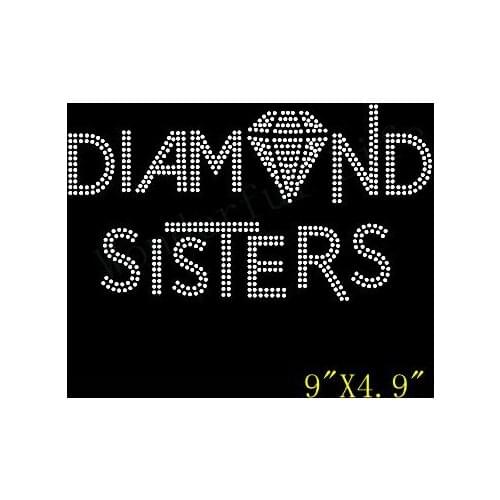 Free Shipping hot sale new l design diamond sister text Iron On Rhinestone Transfer