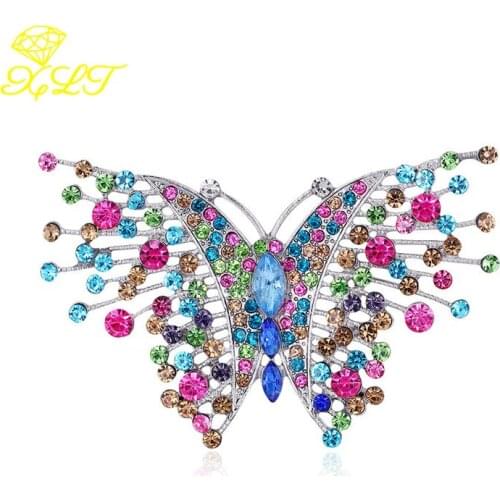 Retro Butterfly Exaggerated Brooch Creative Color Rhinestone Insect Corsage Clothing Brooch Spot Wholesale Clothing Accessories