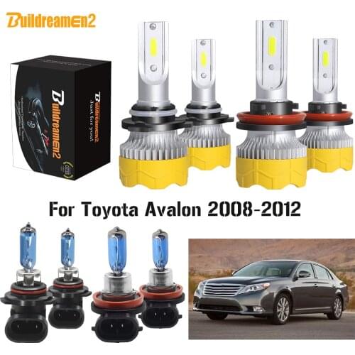Buildreamen2 4 X Car Headlight High Beam + Low Beam LED Halogen Headlamp Light 12V For Toyota Avalon 2008 2009 2010 2011 2012