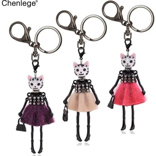 Chenlege animal keychains for women key ring new cat key chain charms female keyring accessories girl gifts wholesale 2019