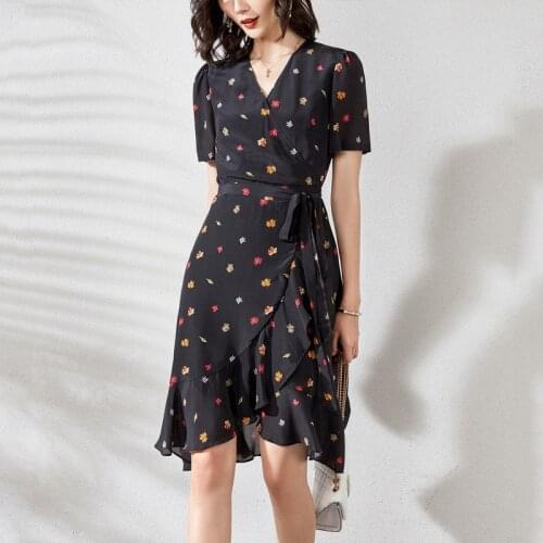 Black silk floral maxi dress women v neck slim fit 2020 summer long work boho beach office sexy party luxury dresses plus size