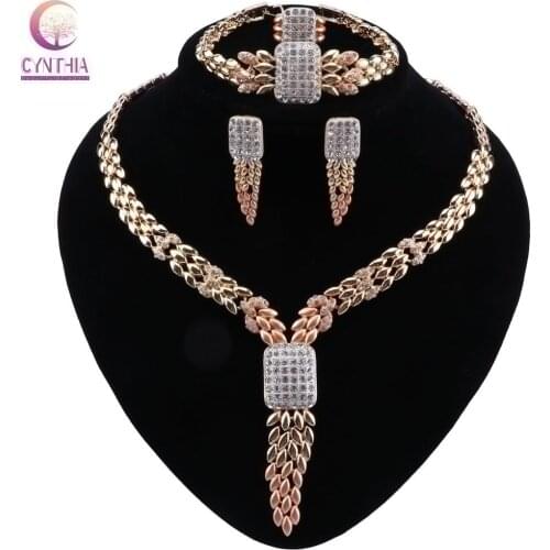 CYNTHIA Bridal Gift Nigerian Wedding African Beads Jewelry Set Brand Woman Fashion Dubai Gold Jewelry Set