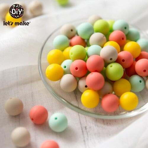 Lets Make Silicone Beads Teether Candy Color 50PC 12mm Materials Baby Teether DIY Baby Safe Rattle Toys Sensory Toys Beads