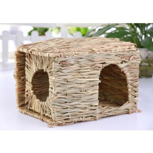 1PC Hand Woven Grass House For Rabbits Bunnies Hamster Guinea Pig Small Animal Pets Supplies
