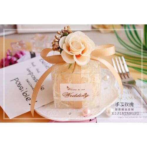 Elegant new design clear transparent wedding candy box 3d wedding souvenir sweet box
