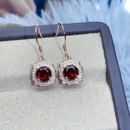 Garnet Earring Natural And Real Garnet Earring 925 sterling silver Fine jewelry Garnet Earring