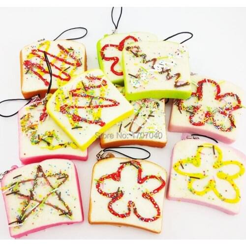 6CM DIY Expression Squishy Sliced Jam Toast Collectibles Simulation Bread Food Toys