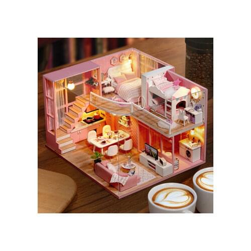 Doll House Wooden Dollhouses Furniture Miniature Dollhouse 3D Puzzles Toy Model Kits Toys Birthday Gifts