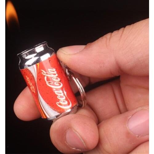 Mini Creative Beverage Bottle Shape Lighter Key Portable Key Chain Butane Gas Lighter
