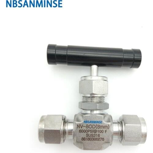 NV Mini Needle Valve Tube End Pipe Valve Pin Stainless Steel Valve 6000 Psi Air Water for Lab Food Clean environment NBSANMINSE