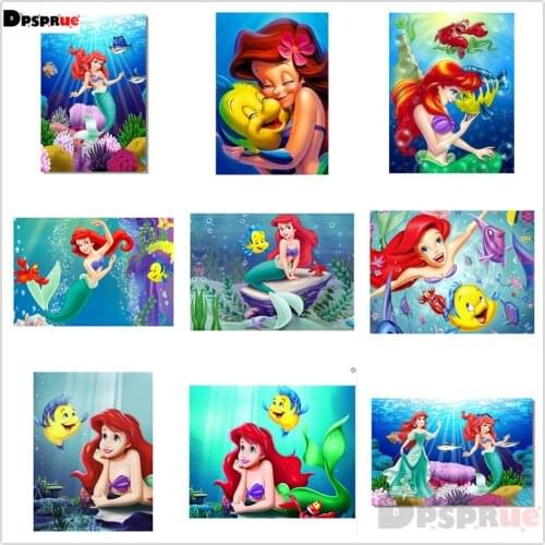 Dpsprue Diamond Painting Kit Cross stitch Full Square/Round Diamond Embroidery Cartoon Princess 5D DIY Mosaic Home Decor Gift
