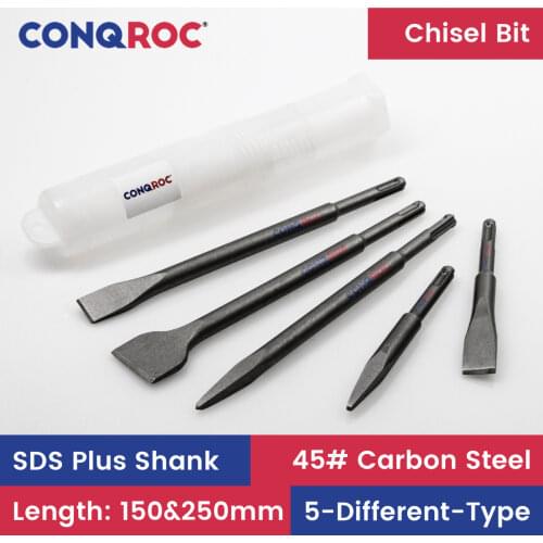 5 Pieces Different Types SDS Plus Chisel Bits Set for Electric Hammer Drill Bits Kit