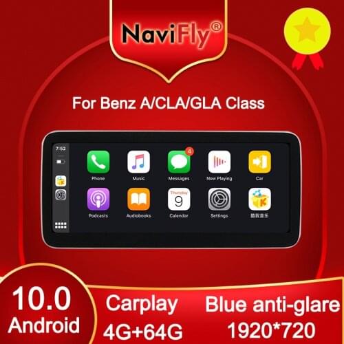 NaviFly 12.5" Blue Anti-Glare Screen for Benz A Class W176 GLA CLA W117 W118 Android 10.0 Car Multimedia Player Navigation GPS