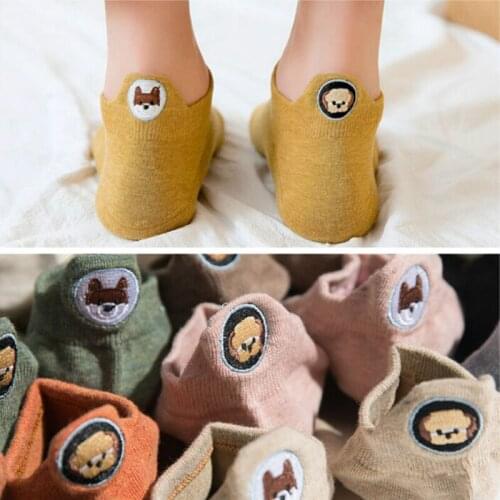 Fashion Soft Cute Fox Heart Cartoon Embroidery Cotton Women Socks Cool Summer Autumn Lovely Animal Kitty Bear Ankle Boat Socks