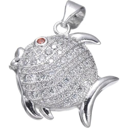 Copper Inlaid Zircon Kiss Fish Charm Necklace CZ Pendant No Chain Handmade DIY New Trendy Hot Fashion Jewelry Making Accessories