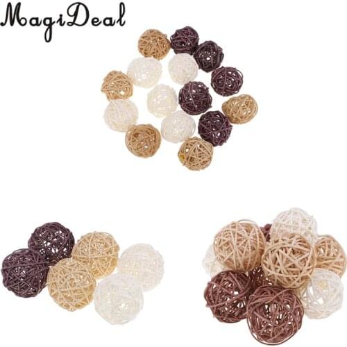 21pcs 3cm/5cm/7cm Mixed Colors Wicker Rattan Ball, Christmas Birthday Home Wedding Party Decorations DIY Ornaments Kids Toys