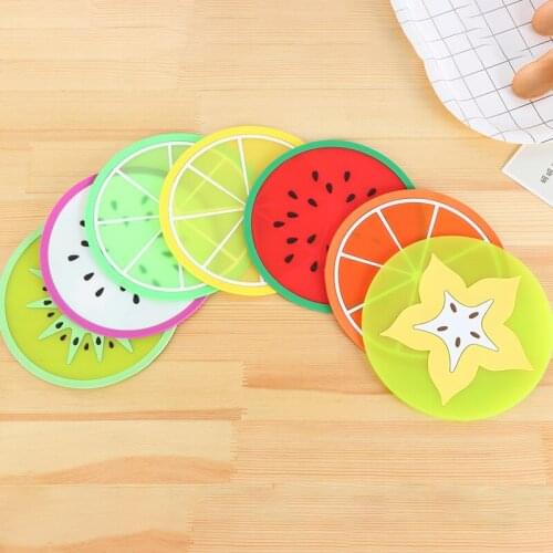Fruits Type Silicone Coasters Round Cup Heat Pad Silicone Placemat, Coaster, Non-slip Insulation Pad, Placemat