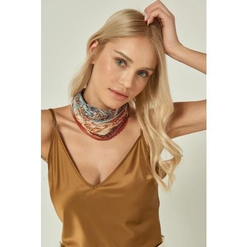 Retro Pattern Tile; Pleats Kerchief Attractive Accessory Paris Wrist, Hair, Neck BandıTasarım Women