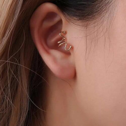 Geometric Modeling Stud Earrings Snake Helix Piercing Non Pierced Earrings Alloy Ear Cuff Clip Fake Piercing Ear Piercing