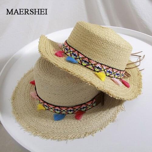 MAERSHEI 2019 retro flat straw hat summer spring womens casual hat top wild beach hat Panama straw sun hat