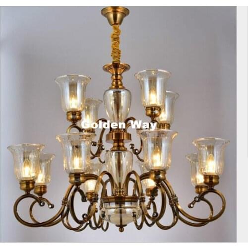 Nordic Bronze Color Pendant Lamp American Style Creative Brief Restaurant Lights Modern Glass Personalized Crystal Pendant Lamp