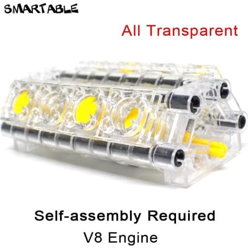 Smartable Technic V8 Engine Transparent Building Blocks MOC Part STEAM Toys For Kid Educational Compatible V8 Technic