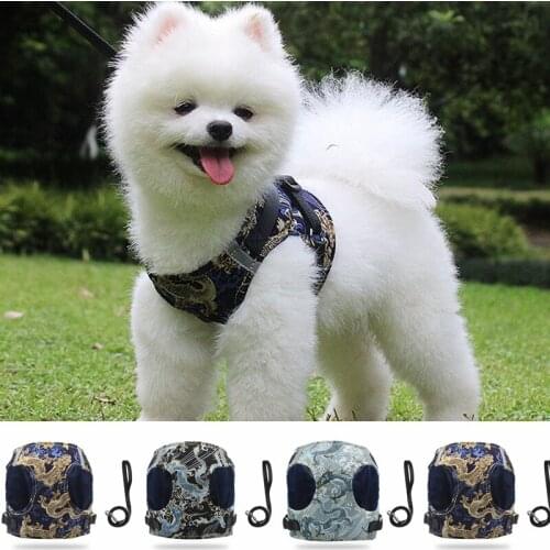 Dog Harness Vest Leash Adjustable Breathable Dog Harness Chinese Style Vest Harness Dogs Puppy Collar Cat Pet Dog Chest Strap