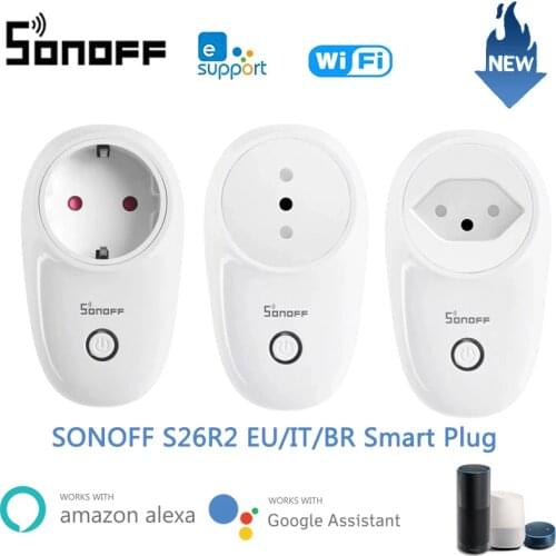 SONOFF S26 R2 Wireless Smart Socket WiFi EU/BR Plug Tiemr Switch Status Sync eWelink APP Wrok with Alexa Google Home Assistant