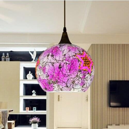 25cm Bohemian Style Glass Lampshade Mediterranean Corridor For Bedroom Single-head Pendant Lamp A258 luminaire