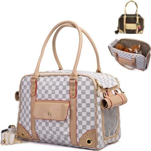 2021 New Small Dog Cat Carrier Fashion PU Leather Pet Bag Outdoor Travel Carrier Tote Bag Portable Pet Dog Handbag Pet Supplies