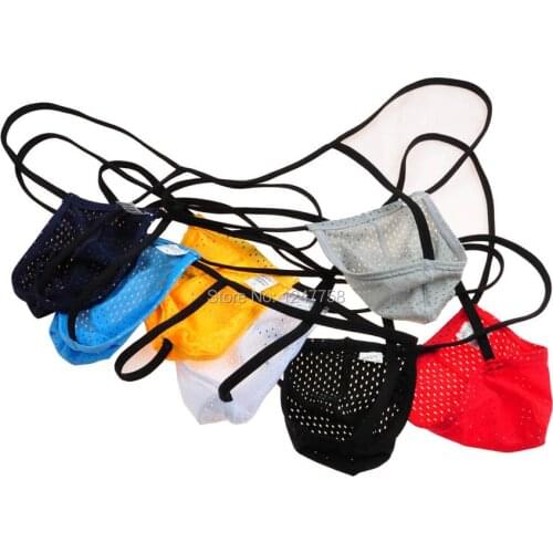 Mens Bulge Pouch G-String Bikinis T-Back Breathable Fabric Thong Briefs Underwear