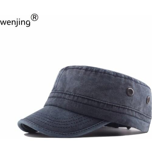 WJ2020 new girls cowboy Denim Jean UNISEX Adjustable baseball cap Flat top military cap